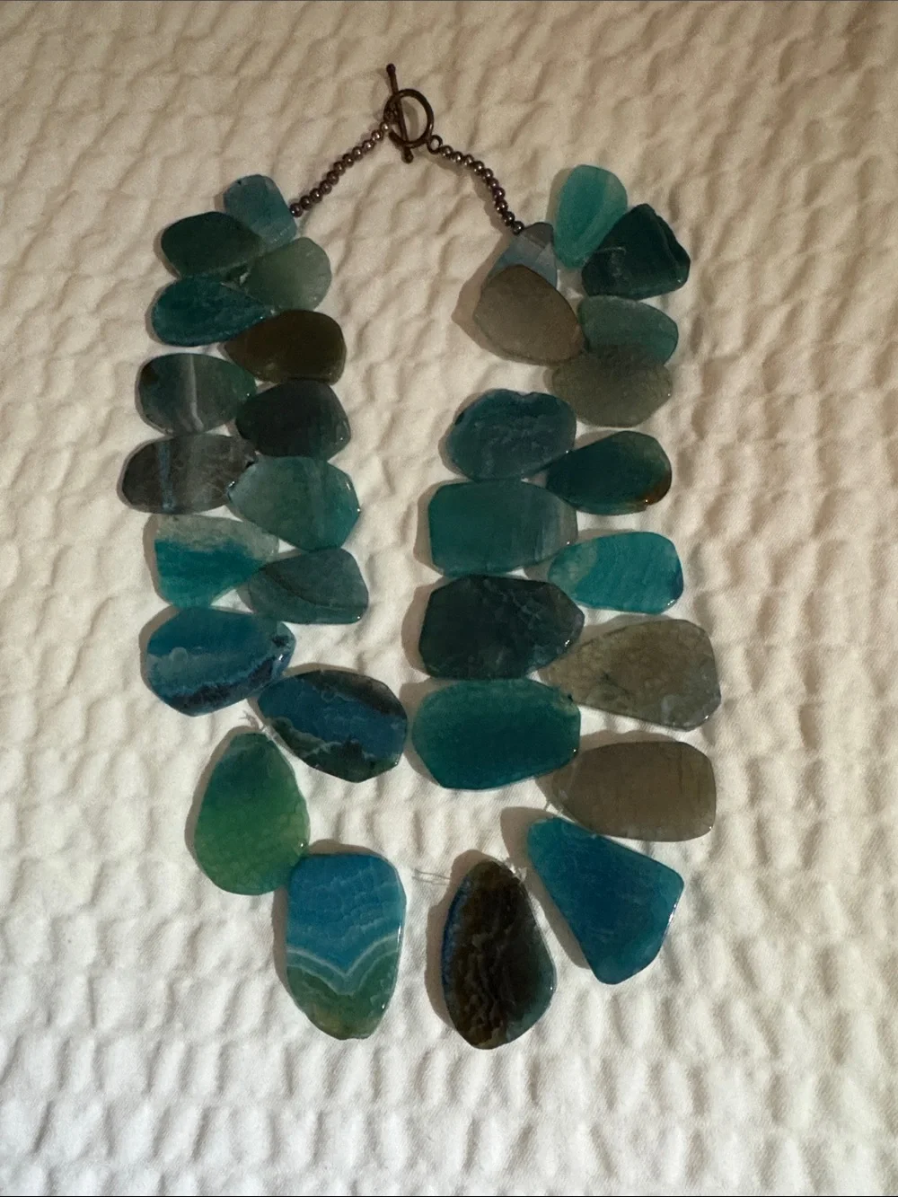 Handcrafted Teal Agate Statement Necklace